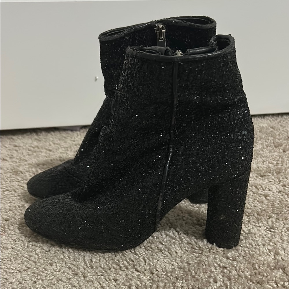 Black Glitter Ankle Boots